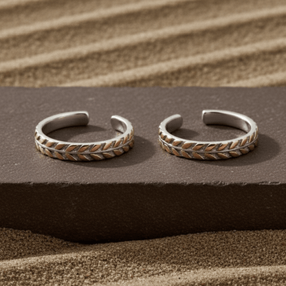 Braided Leaf 925 Silver Toe Ring - Zirak Silver