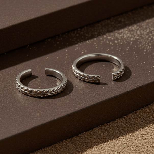 Braided Leaf 925 Silver Toe Ring - Zirak Silver
