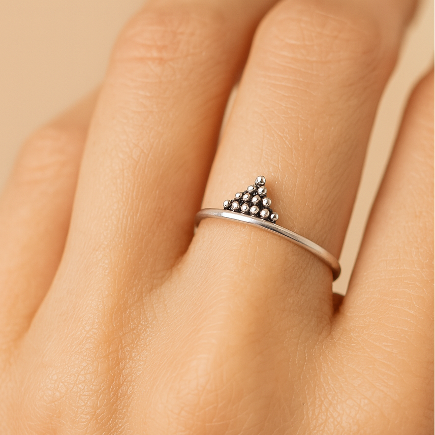 Sterling Silver Stacked Dot Crown Ring