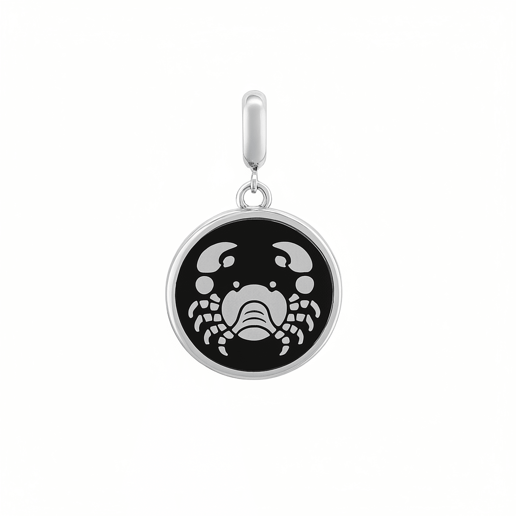 Cancer Zodiac Charm in Sterling Silver – Double - Sided Enamel Pendant - Zirak Silver