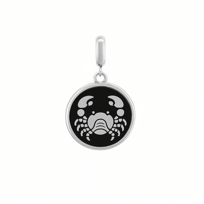 Cancer Zodiac Charm in Sterling Silver – Double - Sided Enamel Pendant - Zirak Silver