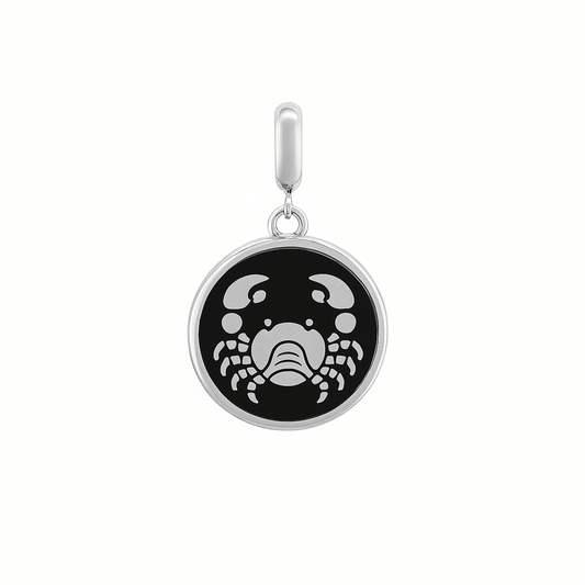Cancer Zodiac Charm in Sterling Silver – Double - Sided Enamel Pendant - Zirak Silver