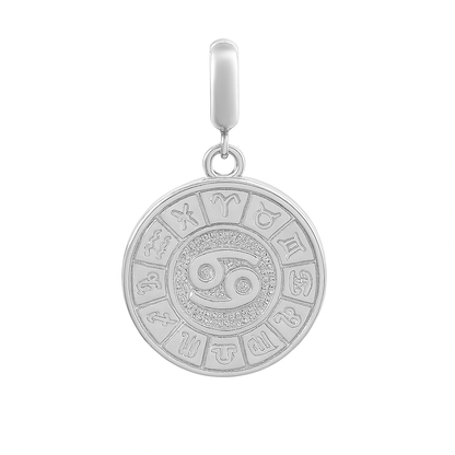 Cancer Zodiac Charm in Sterling Silver – Double - Sided Enamel Pendant - Zirak Silver