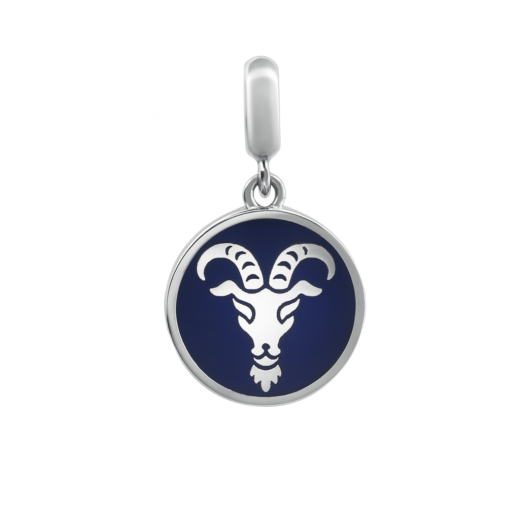 Capricorn Zodiac Sign Charm in 925 Silver – Enamel Pendant - Zirak Silver