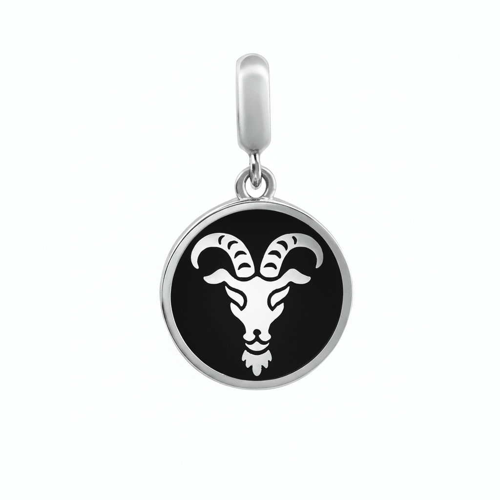 Capricorn Zodiac Sign Charm in 925 Silver – Enamel Pendant - Zirak Silver