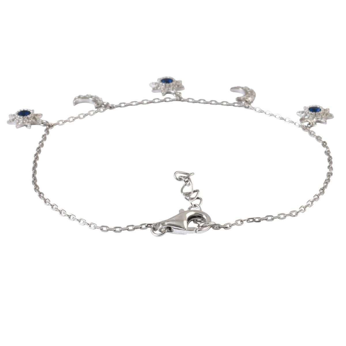 Celestial Star & Moon 925 Silver Charm Bracelet - Zirak Silver