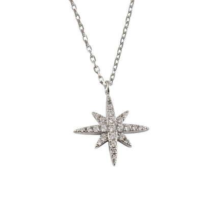 Celestial Star Silver Necklace with Crystal Accents - Zirak Silver