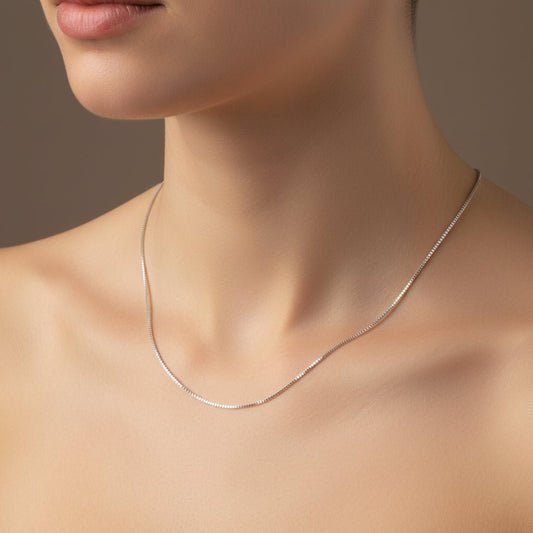 Chahat Chain – Rhodium Plated Box Silver Chain - Zirak Silver