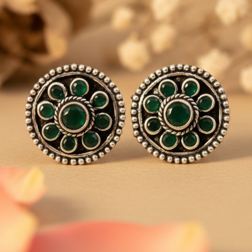 Chakra Stud Earrings - Zirak Silver