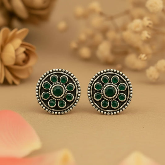 Chakra Stud Earrings - Zirak Silver