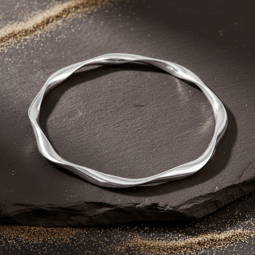 Chandani Bangle – High Polish 99.99 Silver Swirling Bangle Bracelet - Zirak Silver