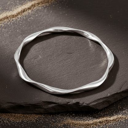 Chandani Bangle – High Polish 99.99 Silver Swirling Bangle Bracelet - Zirak Silver