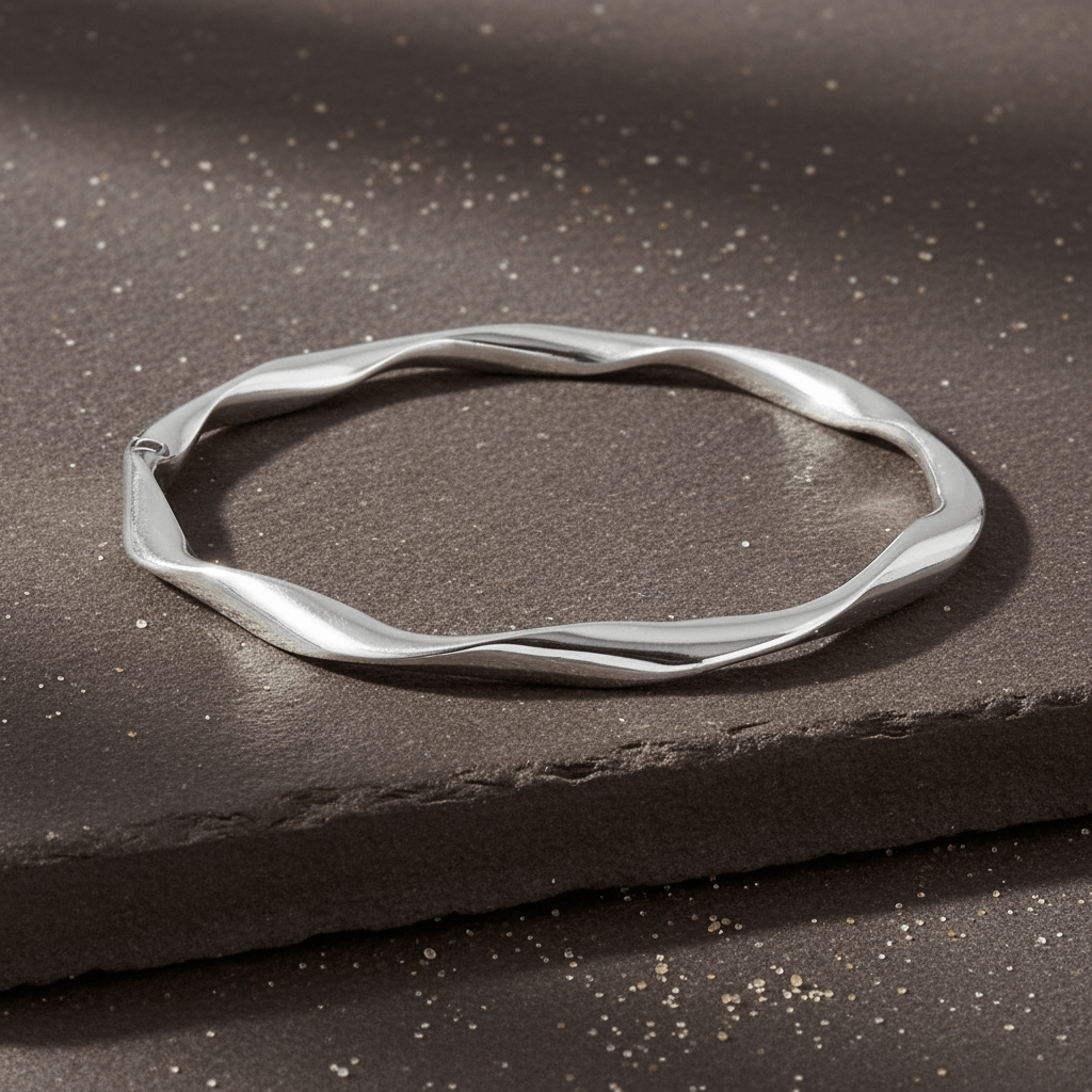 Chandani Bangle – High Polish 99.99 Silver Swirling Bangle Bracelet - Zirak Silver