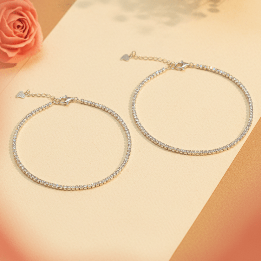 Chandni Sparkle Anklet - Zirak Silver