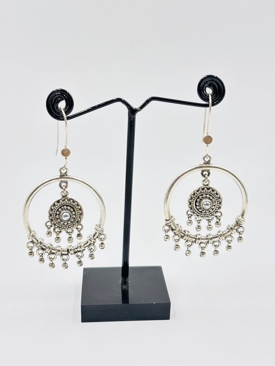 Chandni Tribal Mandala Hoops - Zirak Silver