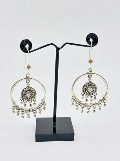 Chandni Tribal Mandala Hoops - Zirak Silver