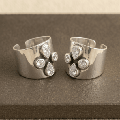 Chandni Wide Toe Rings - Zirak Silver
