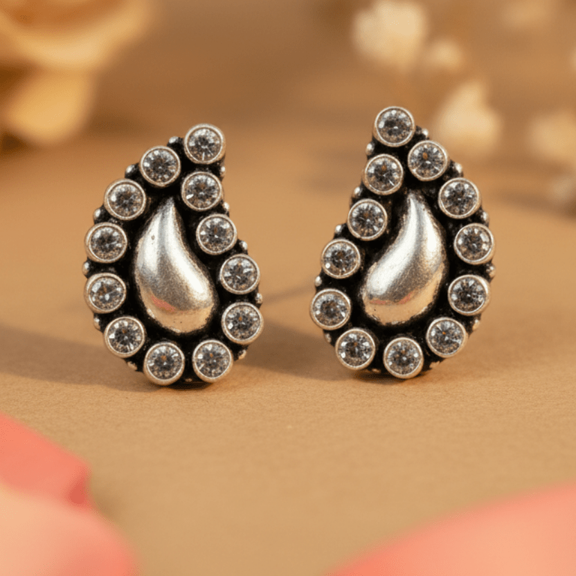Chandrika Stud Earrings - Zirak Silver