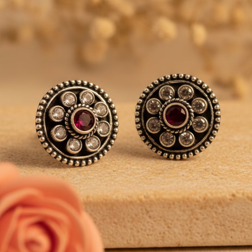 Chandrika Stud Earrings - Zirak Silver