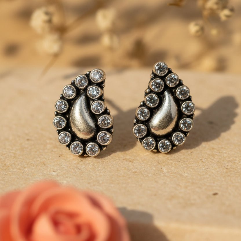 Chandrika Stud Earrings - Zirak Silver