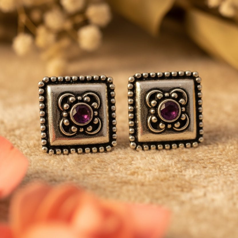 Chaturi Stud Earrings - Zirak Silver