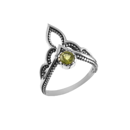 Citrine Crown Leaf Ring - Zirak Silver