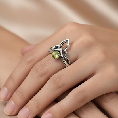 Citrine Crown Leaf Ring - Zirak Silver