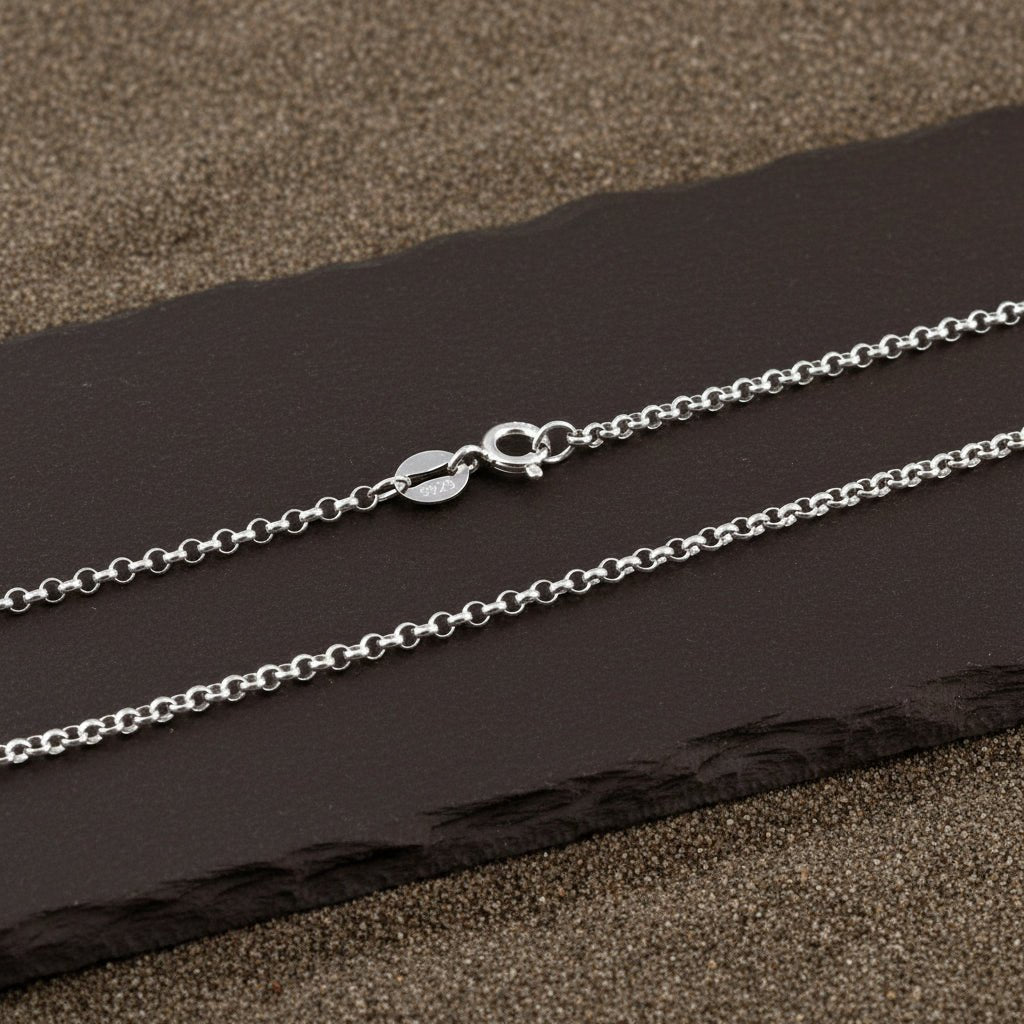 Classic Rolo Link Silver Chain – 925 Sterling Round Link Necklace - Zirak Silver