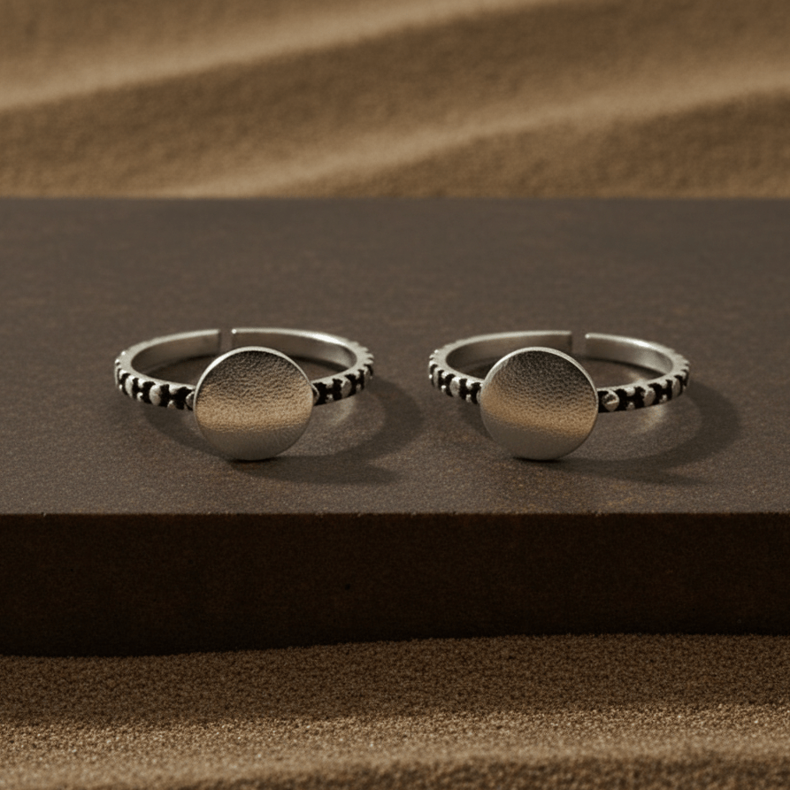 Classic Silver Round Disc Toe Ring - Zirak Silver