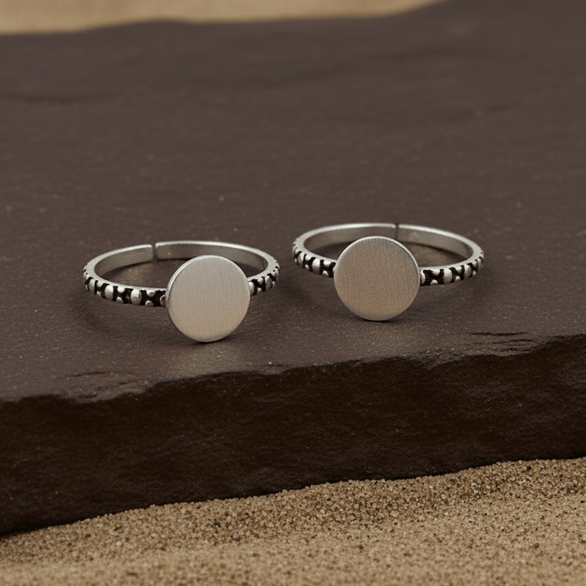 Classic Silver Round Disc Toe Ring - Zirak Silver