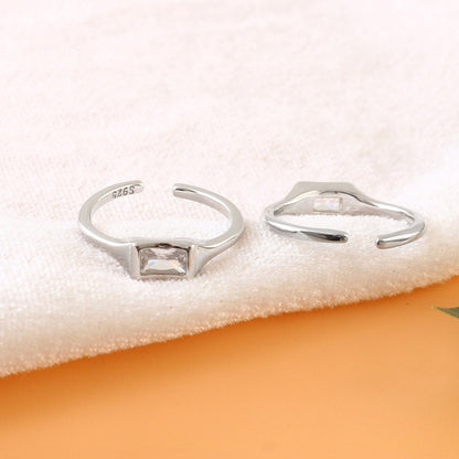Clear Baguette Silver Toe Ring | 925 Sterling Silver Adjustable Crystal Toe Ring for Women - Zirak Silver