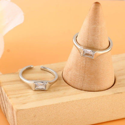 Clear Baguette Silver Toe Ring | 925 Sterling Silver Adjustable Crystal Toe Ring for Women - Zirak Silver