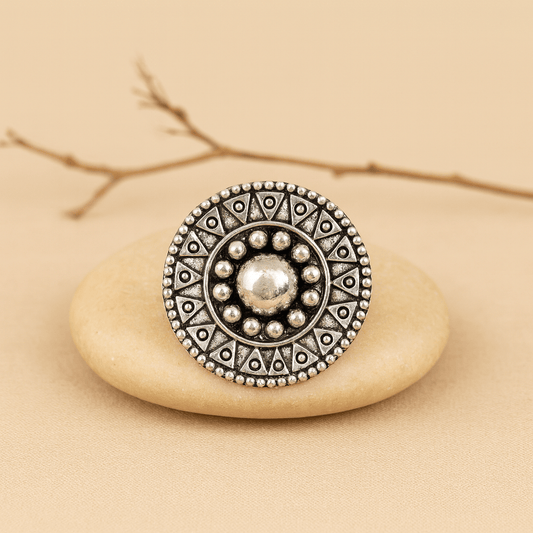 Concentric Tribal Garnet Ring - Zirak Silver