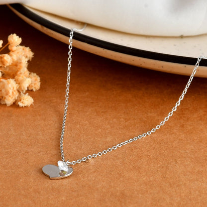 Dainty Sterling Silver Heart Pendant Necklace with White Crystal Charm - Zirak Silver