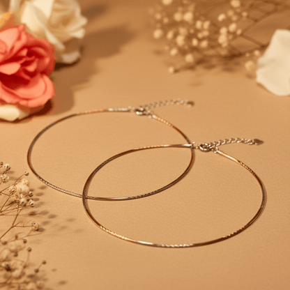 Dhara Two - Tone Snake Anklets - Zirak Silver