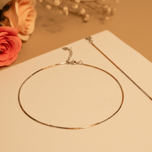 Dhara Two - Tone Snake Anklets - Zirak Silver