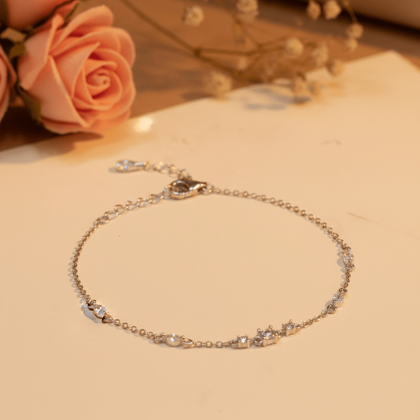 Diya Mixed Cut Station Bracelet - Zirak Silver