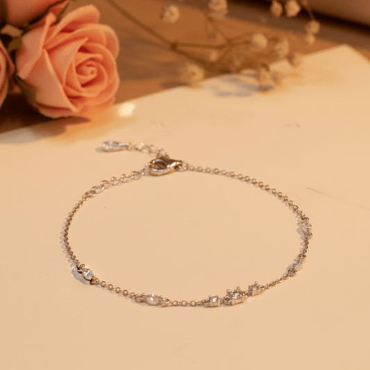 Diya Mixed Cut Station Bracelet - Zirak Silver