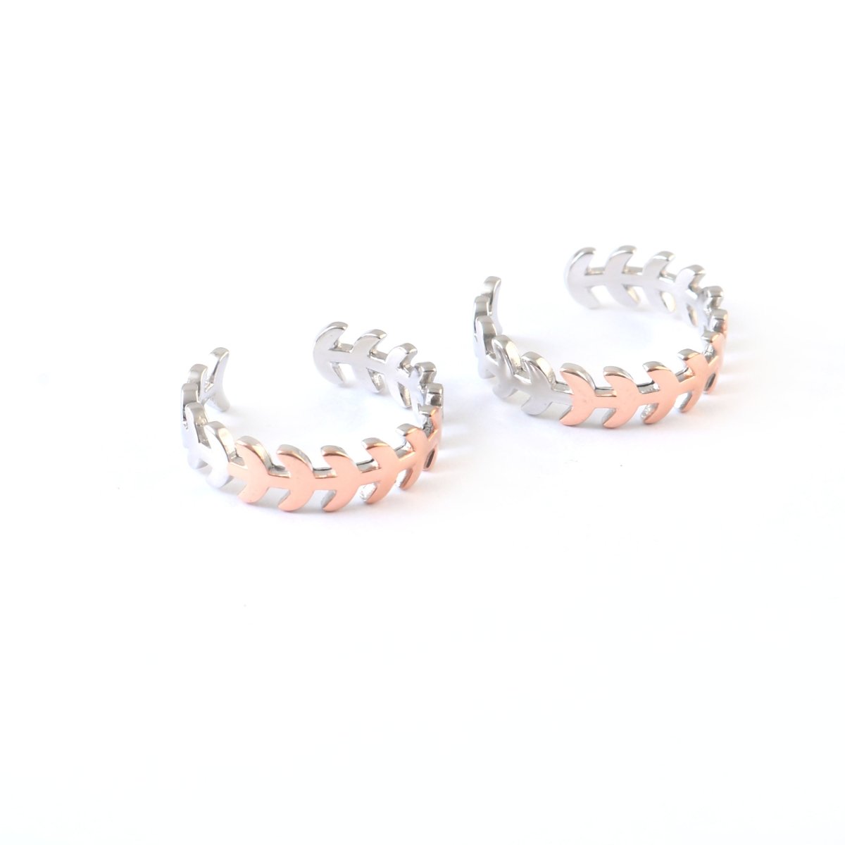 Dual Tone Leaf Silver Toe Ring | 925 Sterling Silver Adjustable Two - Tone Toe Ring for Women - Zirak Silver
