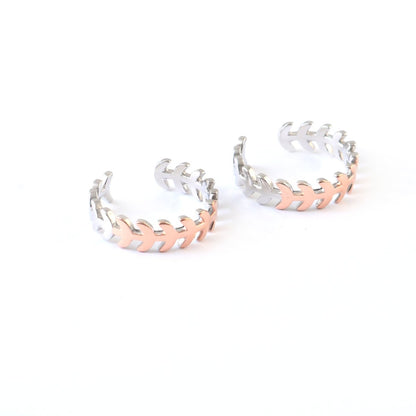 Dual Tone Leaf Silver Toe Ring | 925 Sterling Silver Adjustable Two - Tone Toe Ring for Women - Zirak Silver