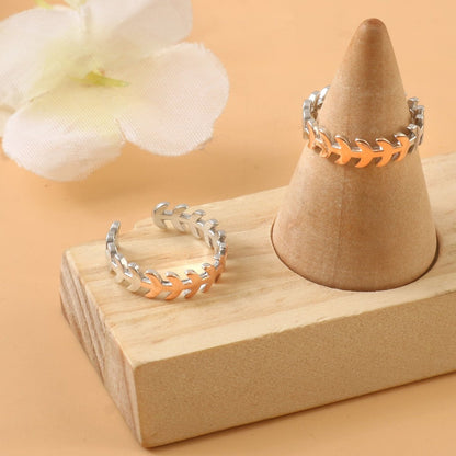 Dual Tone Leaf Silver Toe Ring | 925 Sterling Silver Adjustable Two - Tone Toe Ring for Women - Zirak Silver