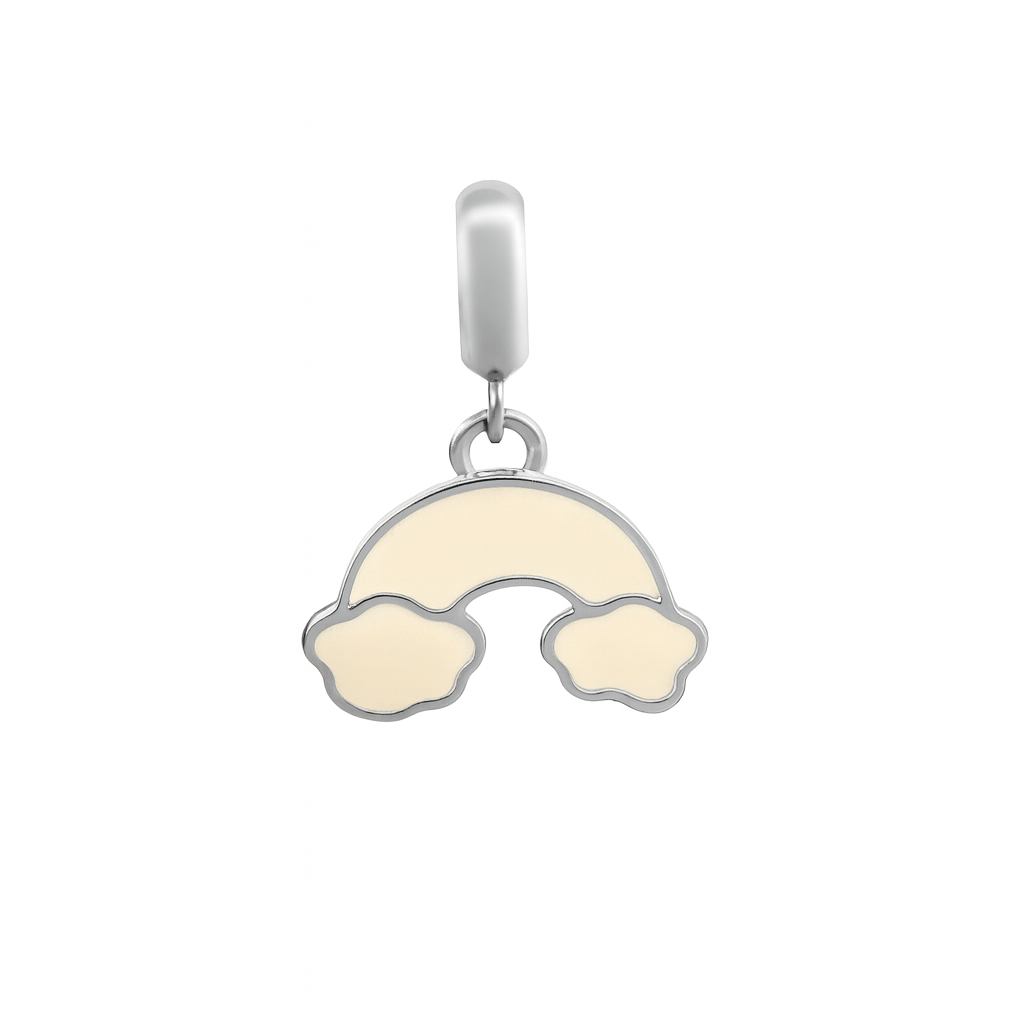 925 Sterling Silver Rainbow Charm with Crystal Clouds – Colorful Enamel Bead for Bracelet