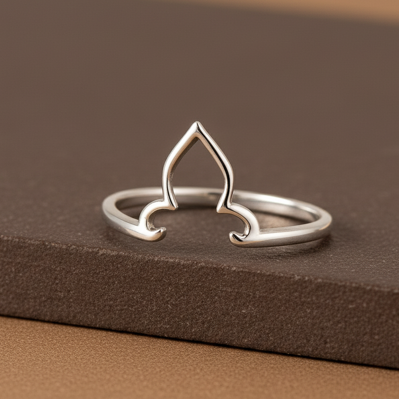 Minimalist Silver Lotus Petal Ring
