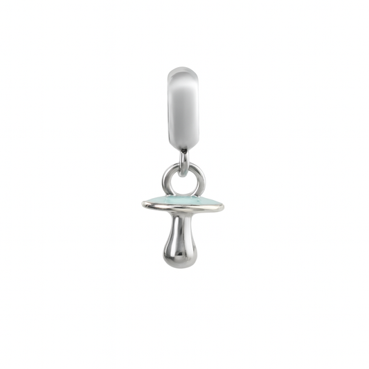 Sterling Silver Baby Pacifier Charm with Pastel Blue Enamel – Baby Shower & Keepsake Jewelry