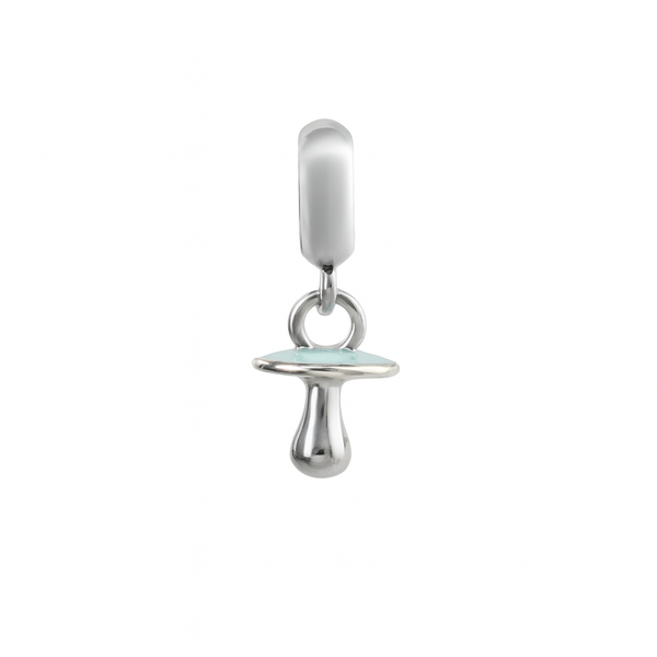 Sterling Silver Baby Pacifier Charm with Pastel Blue Enamel – Baby Shower & Keepsake Jewelry