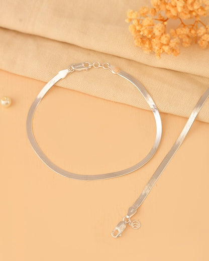 Flat Herringbone Anklet - Zirak Silver