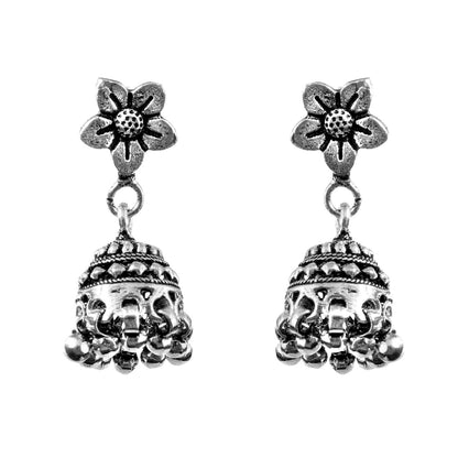 Floral Bali 925 Silver Jhumki - Zirak Silver