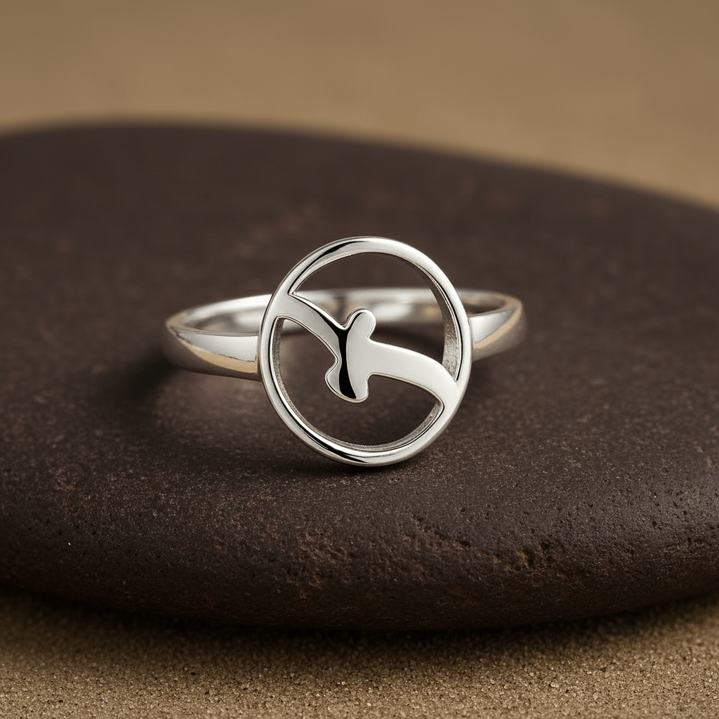 Freedom Bird Ring – Minimalist Round Flying Bird Design - Zirak Silver