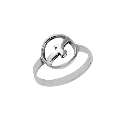 Freedom Bird Ring – Minimalist Round Flying Bird Design - Zirak Silver