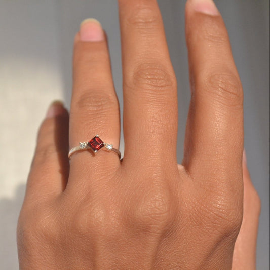 Garnet Princess Ring - Zirak Silver
